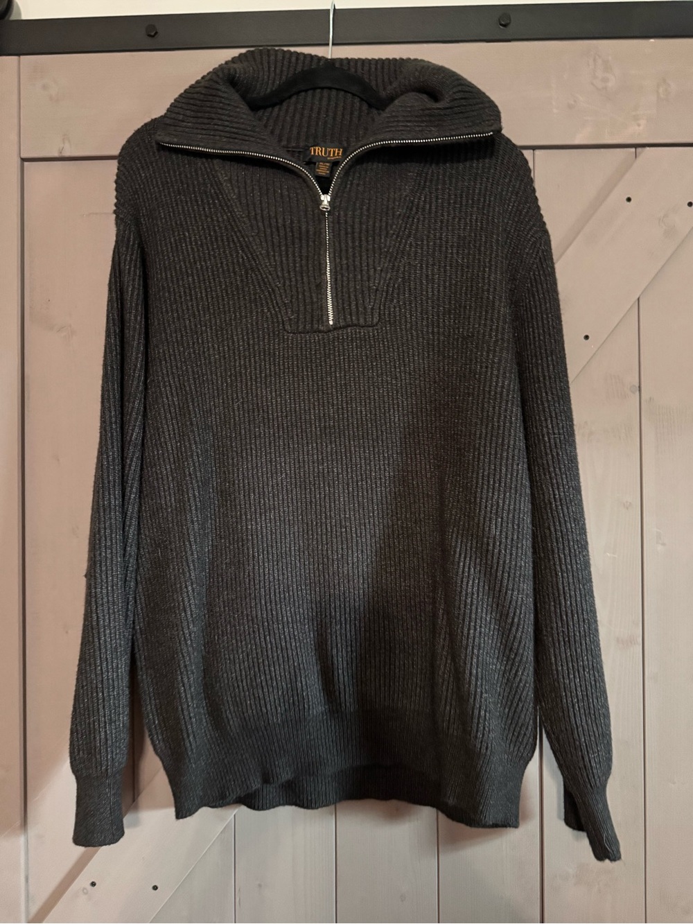 Men’s Truth Charcoal Ribbed Quarter-Zip Sweater